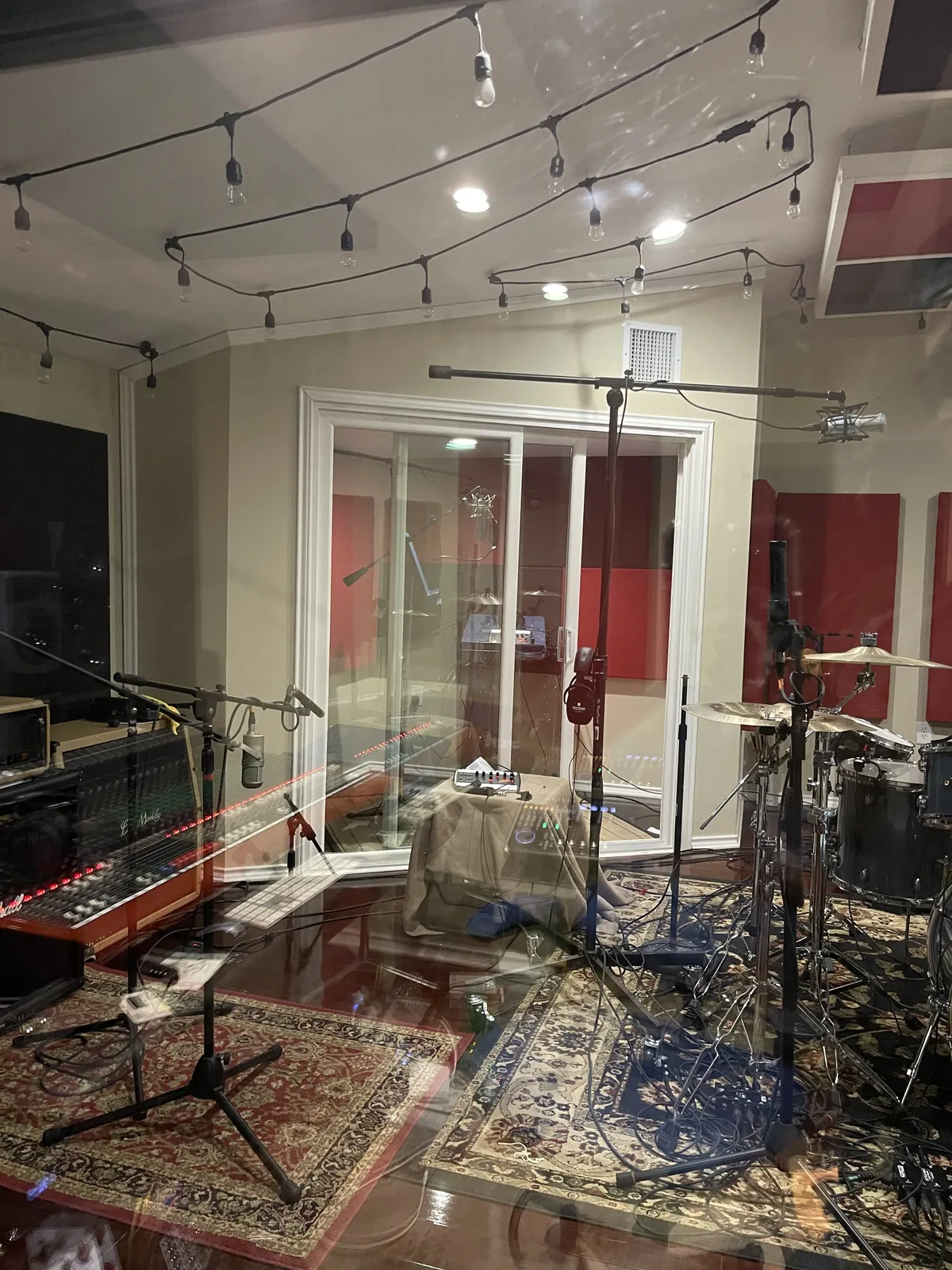 The MidWav live room seen through the control room glass